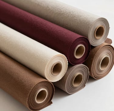 a bunch of different colored fabrics hanging on a wall