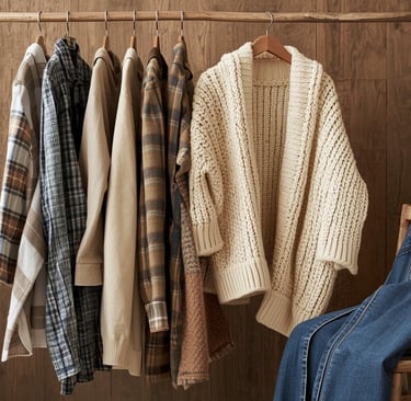 a rack of clothes hanging on a clothes rack