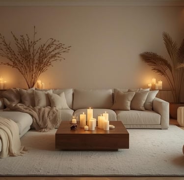 Inviting entryway with hooks, baskets, and soft holiday lighting.