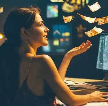 femme gagnant de l'argent en ligne