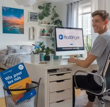 un jeune qui abandonne wix pour hostinger