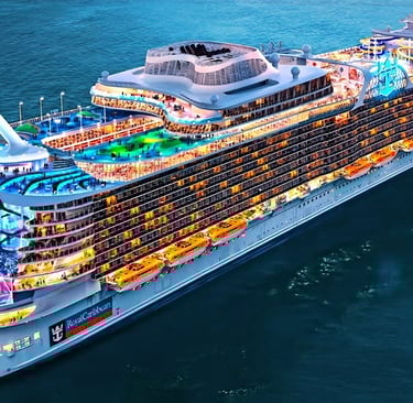 a cruise ship with a large cruise ship in the water