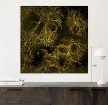 a painting of a tree in a room