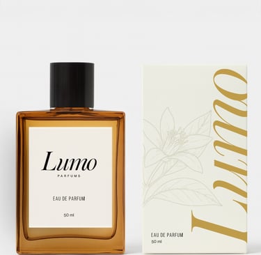 Luxury perfume brand identity and packaging design for Lumo. An elegant and minimalist branding