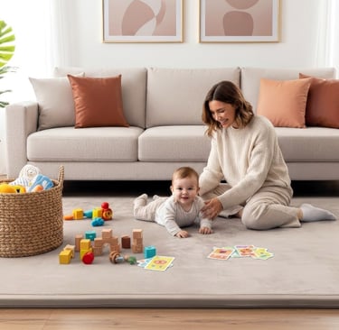 Beige memory foam baby play mat tummy time