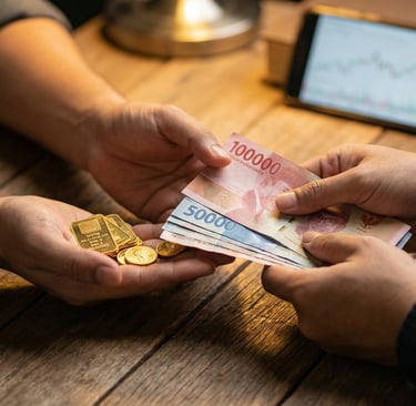 hukum jual emas digital, jual emas bsi ke rekening, taqabudh jual emas online