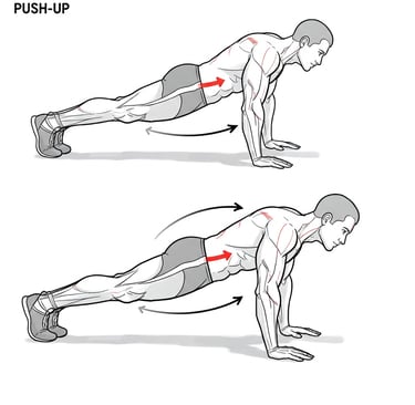 a man doing push ups on a push up