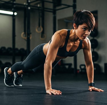 mujer haciendo flexiones