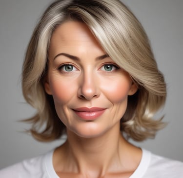 a woman with blonde hair and green eyes beautiful 