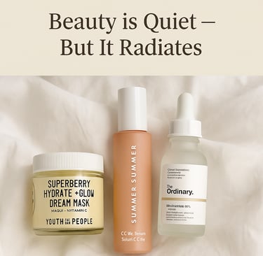 Three glow-boosting skincare products — Youth to the People Dream Mask, Summer Fridays CC Serum, and