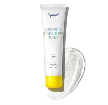 Tube of Supergoop! Unseen Sunscreen SPF 40 with matte, invisible gel formula for oily and combinatio