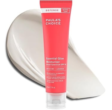 Paula’s Choice Essential Glow SPF 30 tube with luminous finish and antioxidant blend.