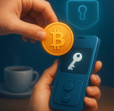 Bitcoin, hand, key, secure