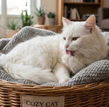 Chat qui se leche la pate