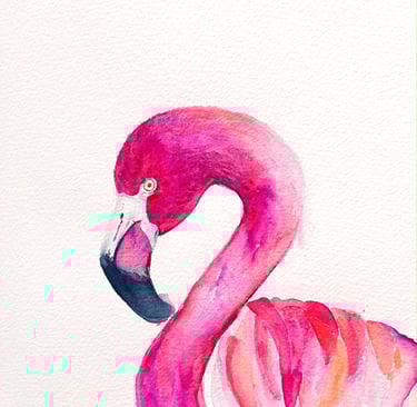 fuchsia-flamingo-watercolor-painting-weronika-kacperski