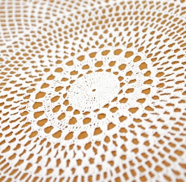 Rongzhiyue: White crochet tablecloth