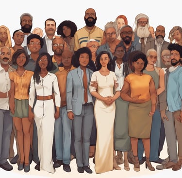 a group of people standing