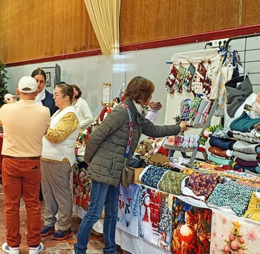 Market stall of warm scarves