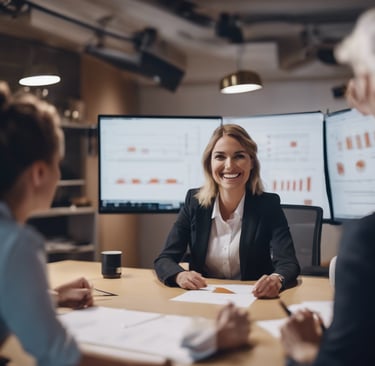 woman and man sitting in front of monitor