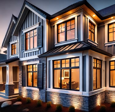 Modern home exterior featuring fiber cement siding and energy-efficient windows, remodeled by Aztec