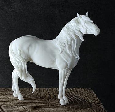1:32 scale model horse sculpture 3D printed in high-fidelity resin.