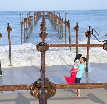 Couple kissing on the beach