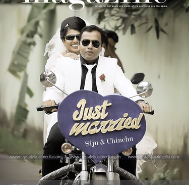 Christian bride and groom on a bike