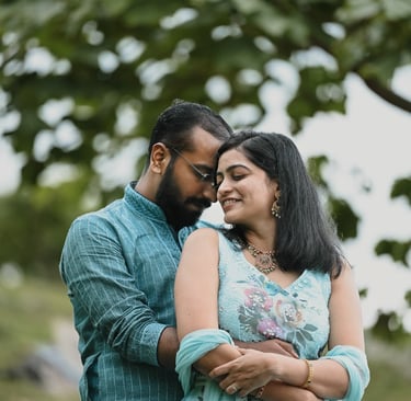 Bride and groom on pre wedding photography in kerala