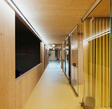 yellow colored concrete floor for a office hallway built and sealed by custom concrete texas 