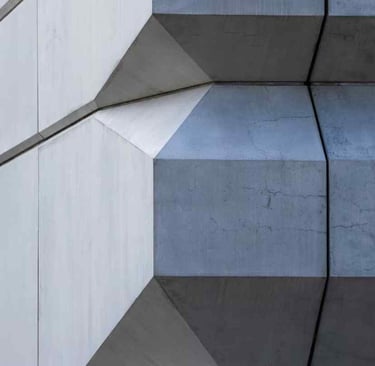 Cut Concrete Side Pieces in large beautiful concrete building