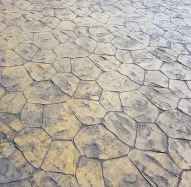 acid stained stamped concrete floor