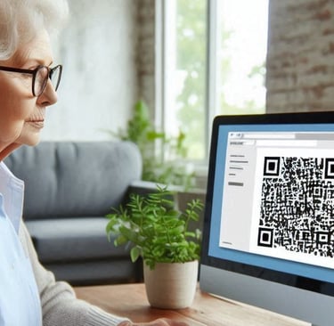 An old lady working her computer
