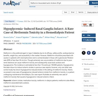 ischemic stroke; medication toxicity; metformin in dialysis patients; metformin side effects; metfor