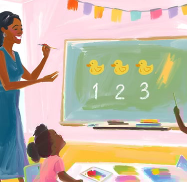 a teacher teaching children in a classroom