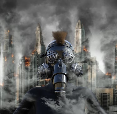 person in a gasmask 