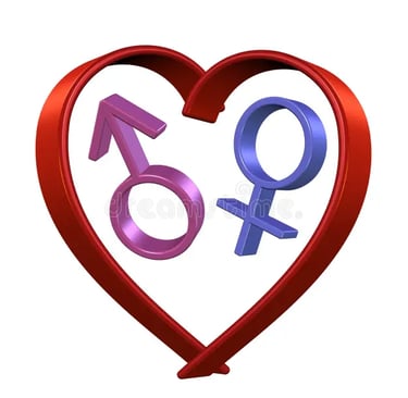 male and female gender symbols inside of a heart