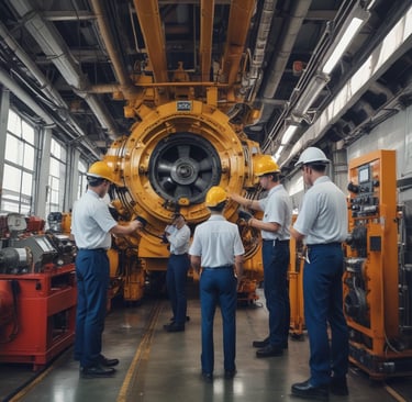Technicians performing maintenance work on a ship's hull during docking.