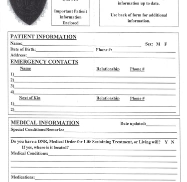 File of Life emergency info form