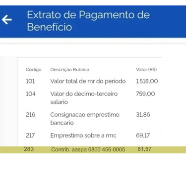 Extrato de Pagamento do Benefício do INSS