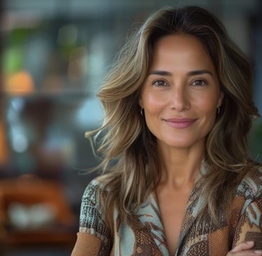 a woman with a brown shirt and a brown shirt