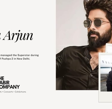 Actor Allu Arjun in sunglasses for Pushpa 2 promotions managed by The Kabir Company in New Delhi.