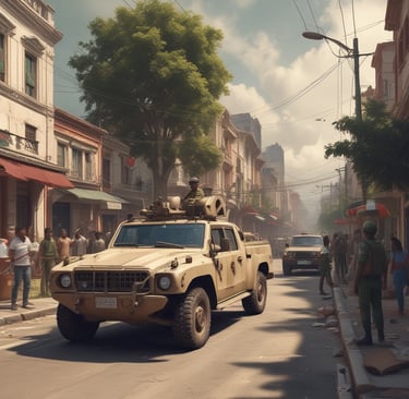 3D text 'fight fascism' with sunset reflection