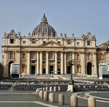 Foto tirada na praça do Vaticano, em Roma