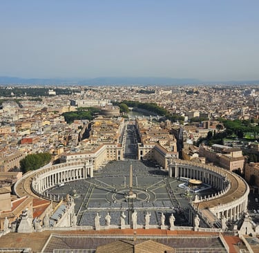 Foto tirada na cúpula da Basílica de São Pedro, no Vaticano