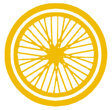 une roue de vélo jaune