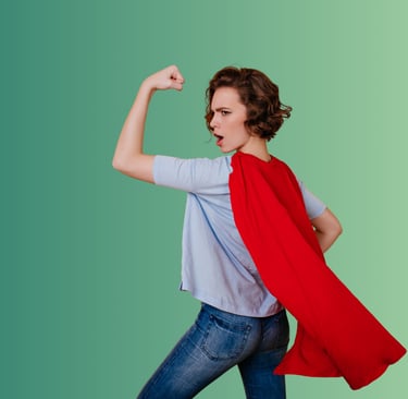 a woman in a red capelet and a red capelet