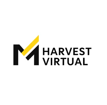 harvestvirtual logo with black and gold font color