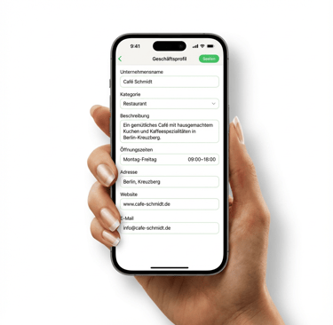 Mockup montrant les paramètres de Whatsapp Business