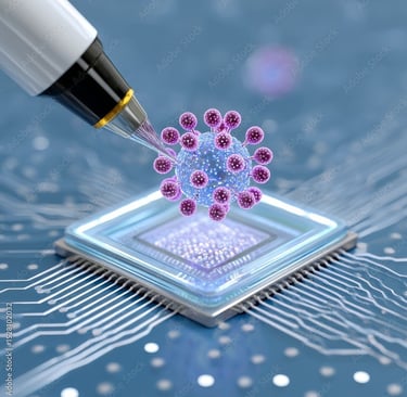 a microchip being used to make a bacterium.