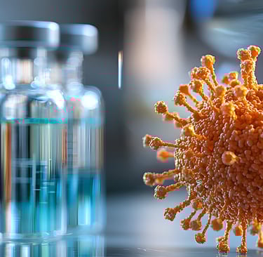 a bunch of small bottles and a bacterium